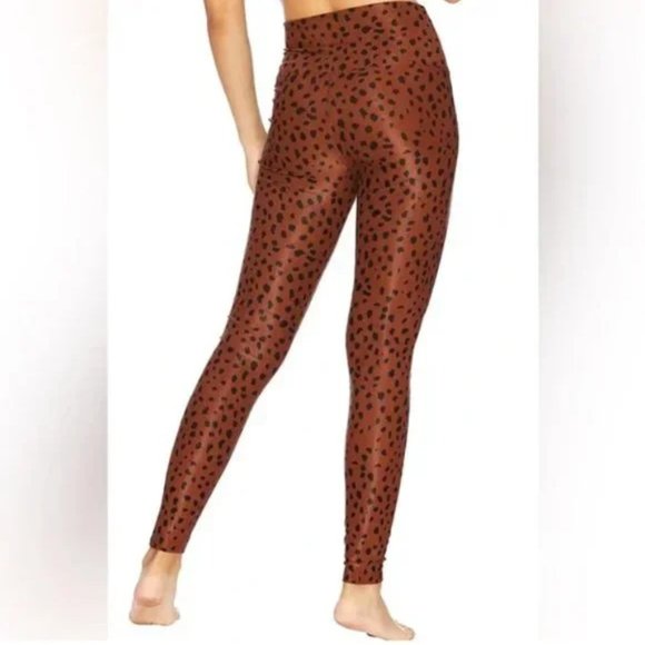 BEACH RIOT / S / Womens Ayla Brown Spot Leopard Print Ribbed 7/8 Length Leggings - Picture 5 of 11